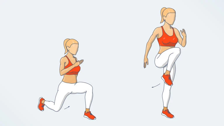 تمرین دوم لانج معکوس همراه با تعادل (Reverse Lunge to Balance)
